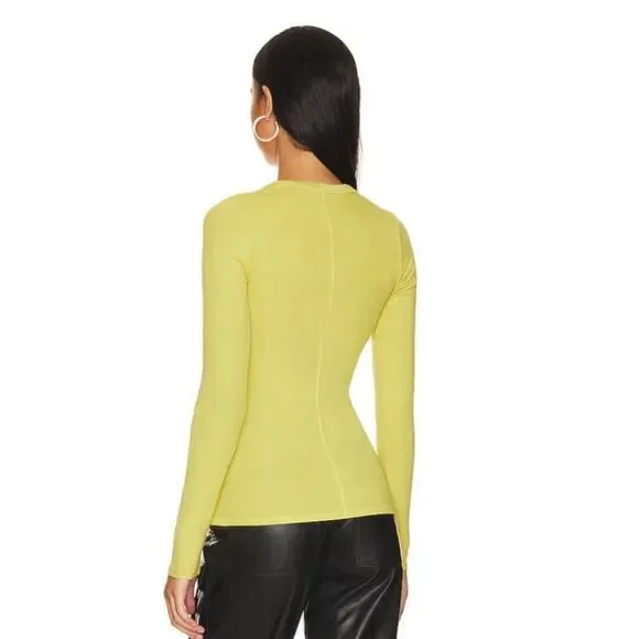 ENZA COSTA Knit Long Sleeve Fitted U Top in Acid $225 - Picture 4 of 7